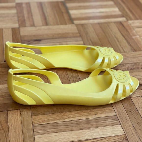 Gucci Marola Rubber Jelly Interlock GG Flat Sandals •Women 39/8.5• Yellow Italy - Picture 3 of 11